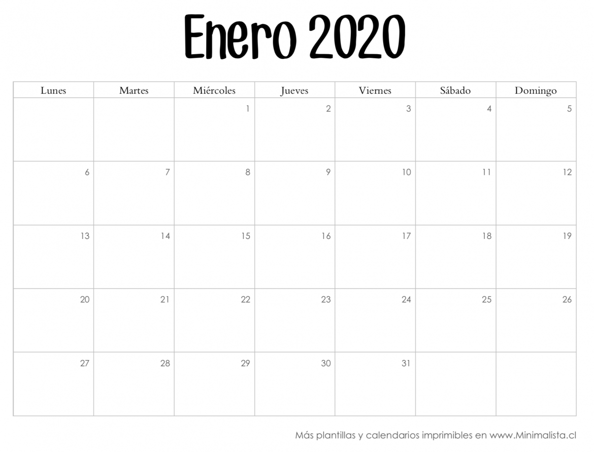 Enero Calendario Escolar 2019 2020 Para Imprimir Escuela