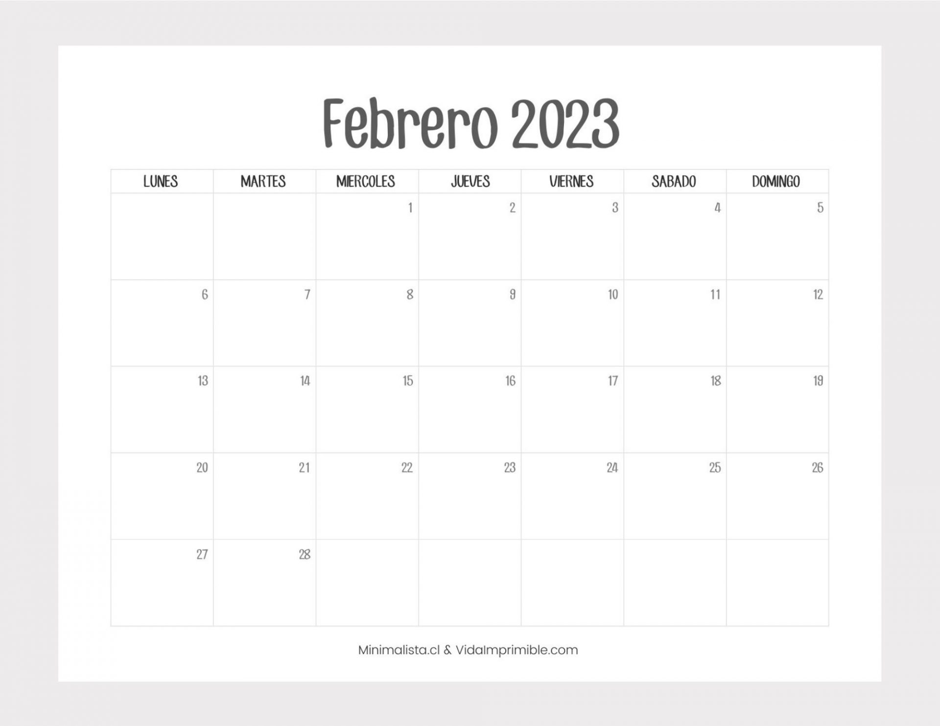 Calendarios 2023 Para Imprimir Descarga Gratis Minimalista 8817
