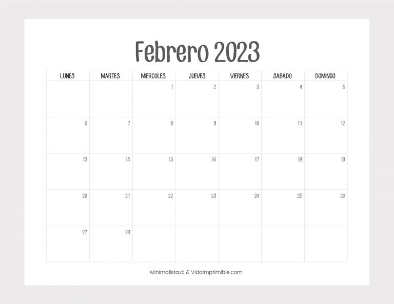 Calendarios 2023 Para Imprimir Descarga Gratis - Minimalista