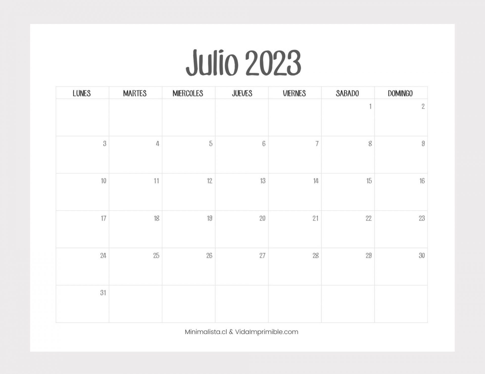 Calendario Para Imprimir Julio 2023 Gratis Image To U