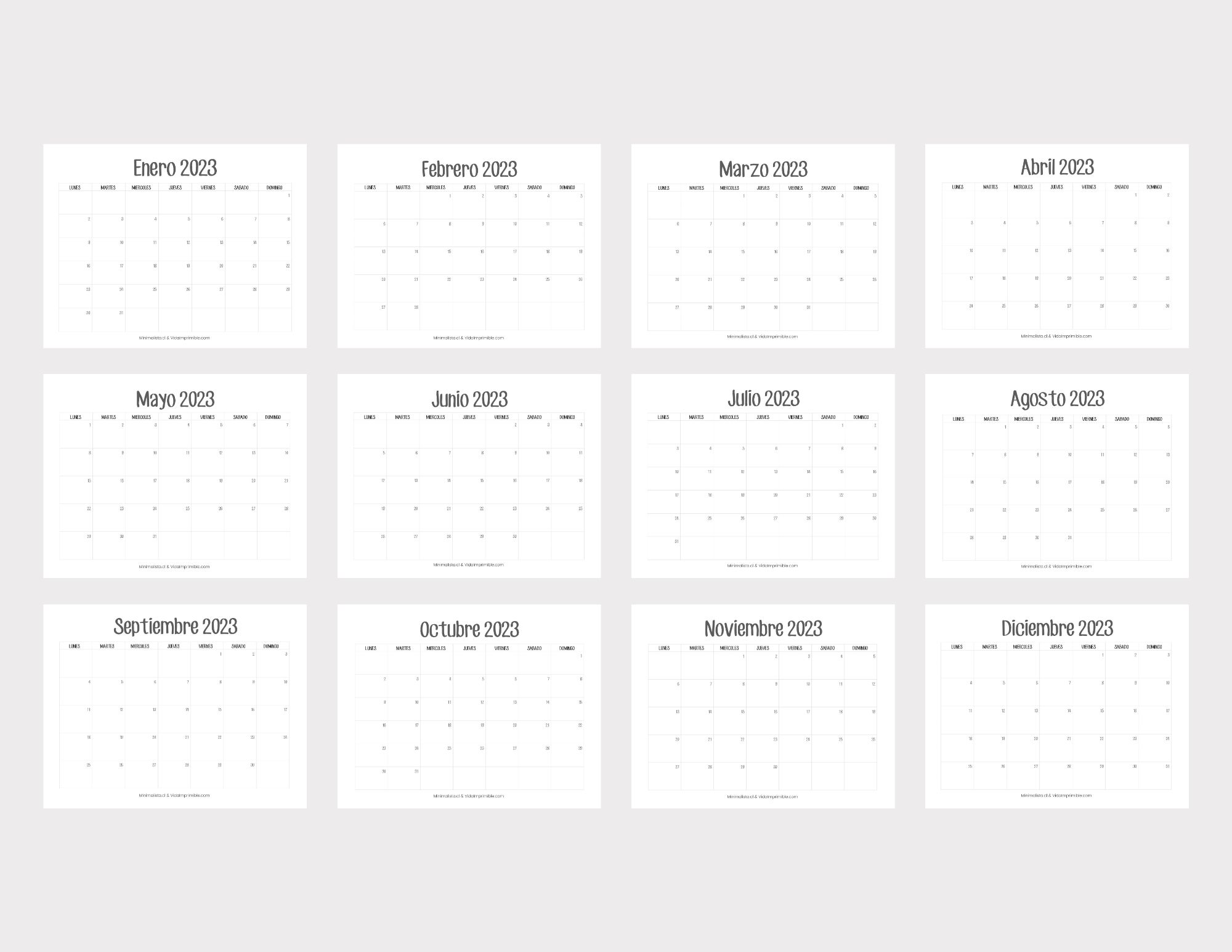 Camino Minimalista Calendario 2024 Calendarios 2023 para Imprimir descarga gratis - Minimalista